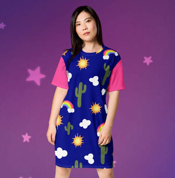 Saguaro Cactus Desert Rainbow T-shirt Dress