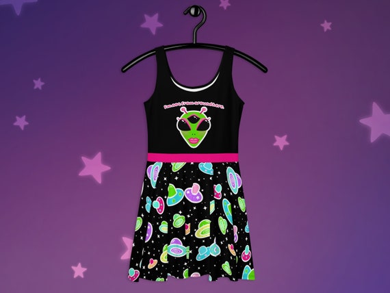Alien Girl Im Not From Around Here UFO Skater Dress