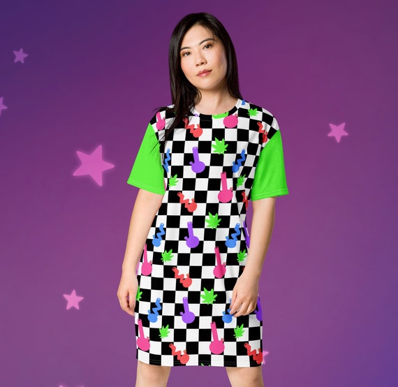 Weed Bongs and Checkers T-shirt dress