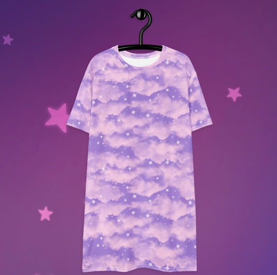 Pastel Clouds Starry Sky T-shirt Dress