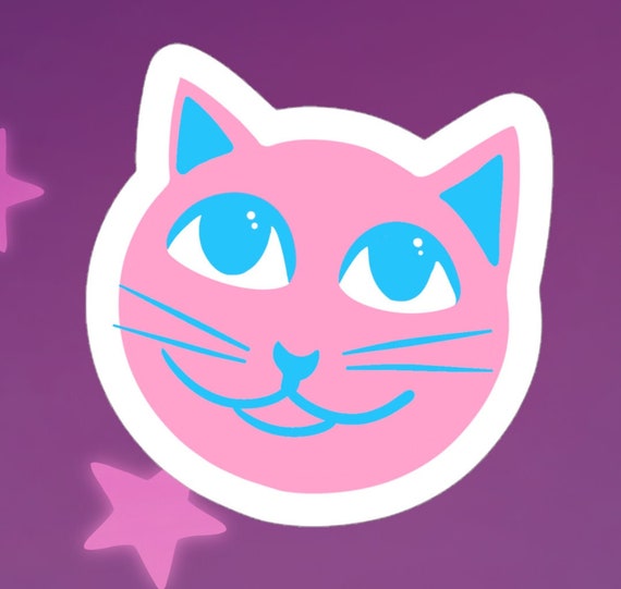 Cute Pink Pastel Cat Vinyl Sticker