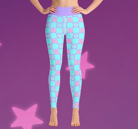 Cat Checkers Pastel Yoga Leggings