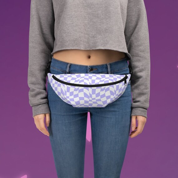 Trippy Checkers Lavender Purple Fanny Pack