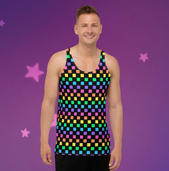 Rainbow Checkered Unisex Tank Top
