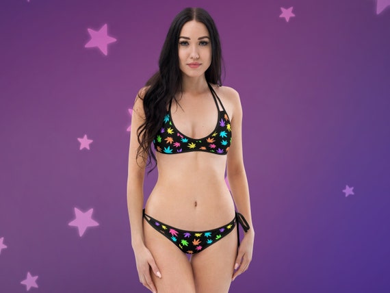 Rainbow Cannabis Leaf Bikini