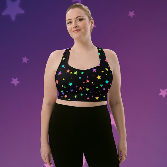 Rainbow Stars Longline Sports Bra