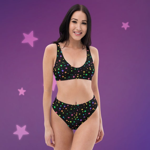 Rainbow Stars Recycled High-Waisted Bikini