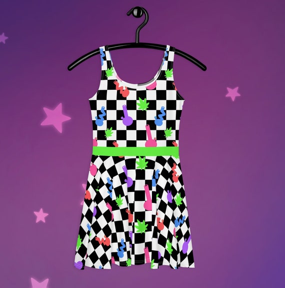 Weed Bongs and Checkers Skater Dress