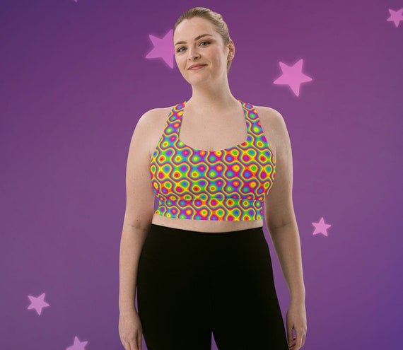 Rainbow Abstract Trippy Longline Sports Bra