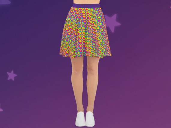 Rainbow Abstract Skater Skirt