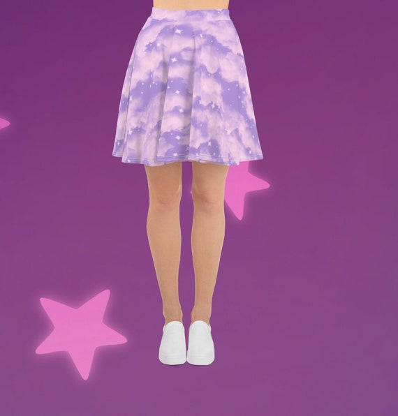 Pastel Clouds and Stars Skater Skirt