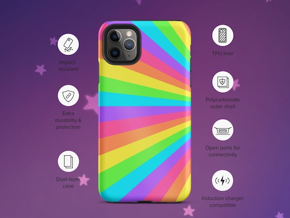 Pastel Rainbow Sunburst Tough iPhone Case