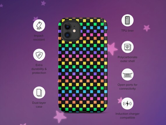 Rainbow Checkers Tough iPhone Case