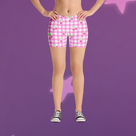Cherry or Music Note Gingham Fitted Shorts