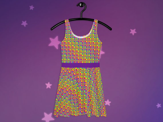 Rainbow Abstract Psychedelic Skater Dress