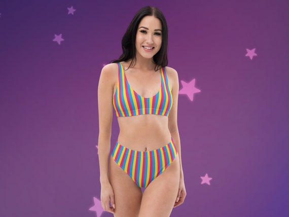 Pansexual Stripes Recycled High-Waisted Bikini