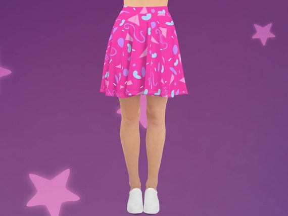 Barbiecore Abstract Pink Skater Skirt