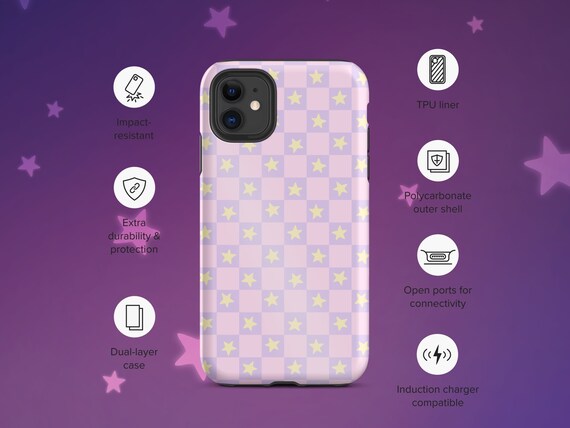 Pastel Stars Checker Tough iPhone Case
