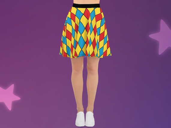 Primary Color Diamonds Clowncore Skater Skirt