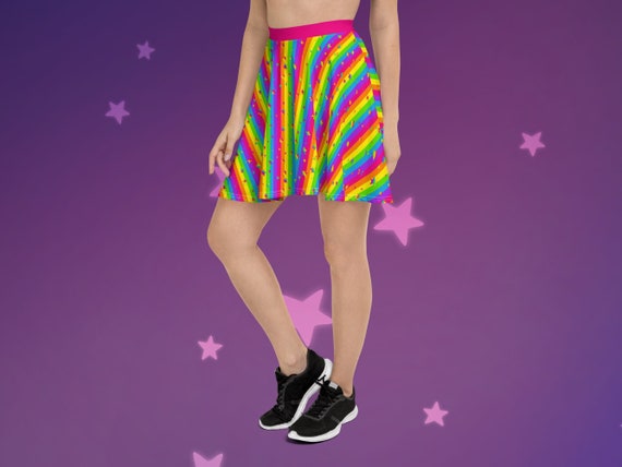 Rainbow Stripes and Stars Skater Skirt