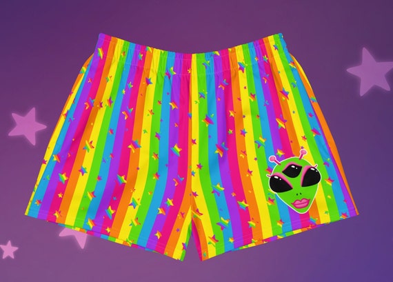 Alien Girl Rainbow Stripes and Stars Short Shorts