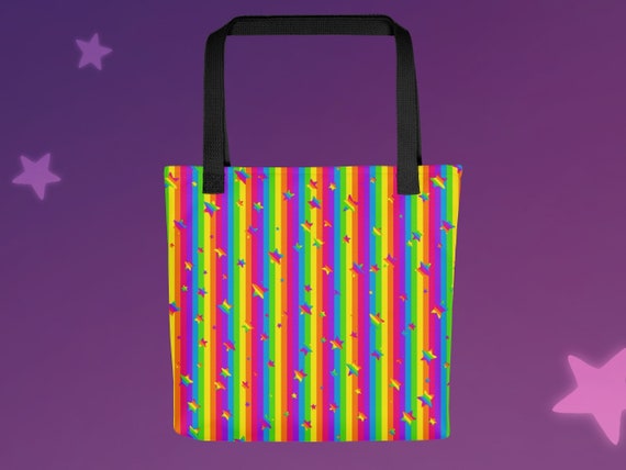 Rainbow Stripes and Stars Tote Bag