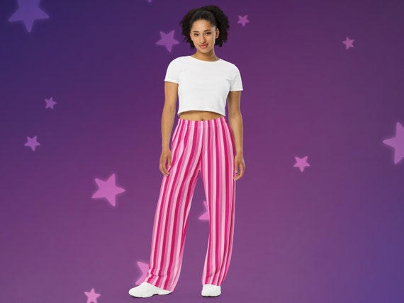Vertical Pink Stripes Unisex Wide-Leg Pants