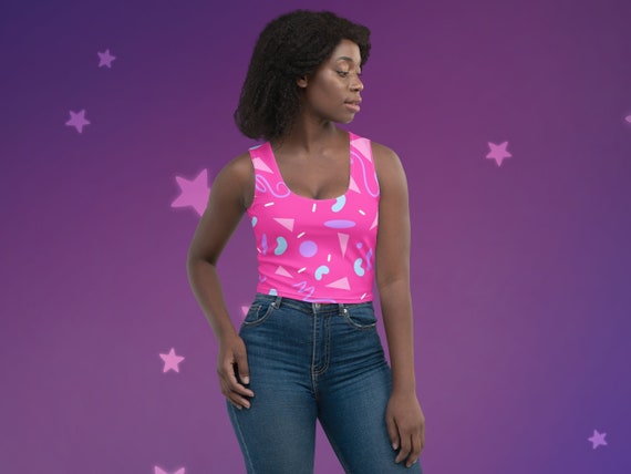 Barbiecore Abstract Crop Top