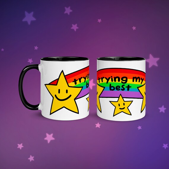 Trying My Best Gold Star Mug with Color Inside