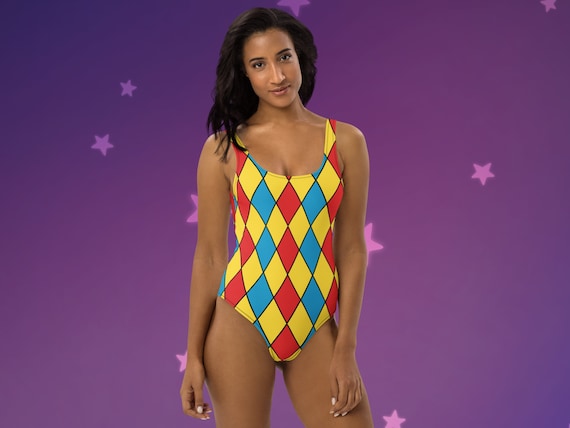 Primary Color Diamonds Clowncore One-Piece Swimsuit