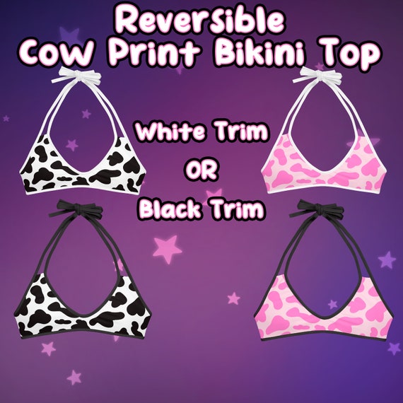 Reversible Cow Print Bikini Top