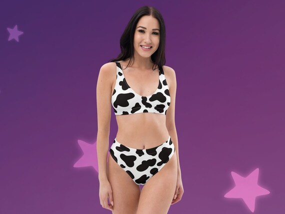 Cow Print Recycled High Waisted Bikini